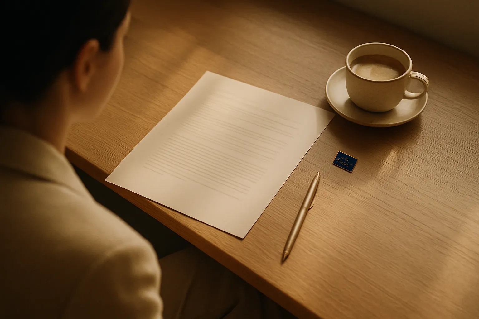 Desk with printed document, pen, and EU flag: AI Act compliance, AI-generated content watermarking