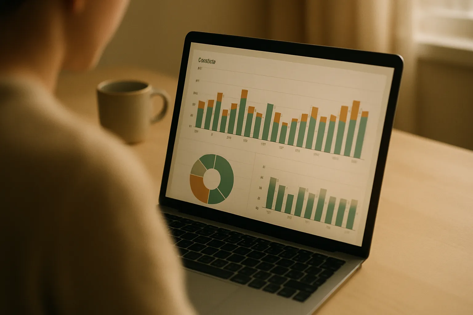 Analytics dashboard with AI referral traffic data on a laptop screen, AEO strategy for visibility on ChatGPT and Perplexity