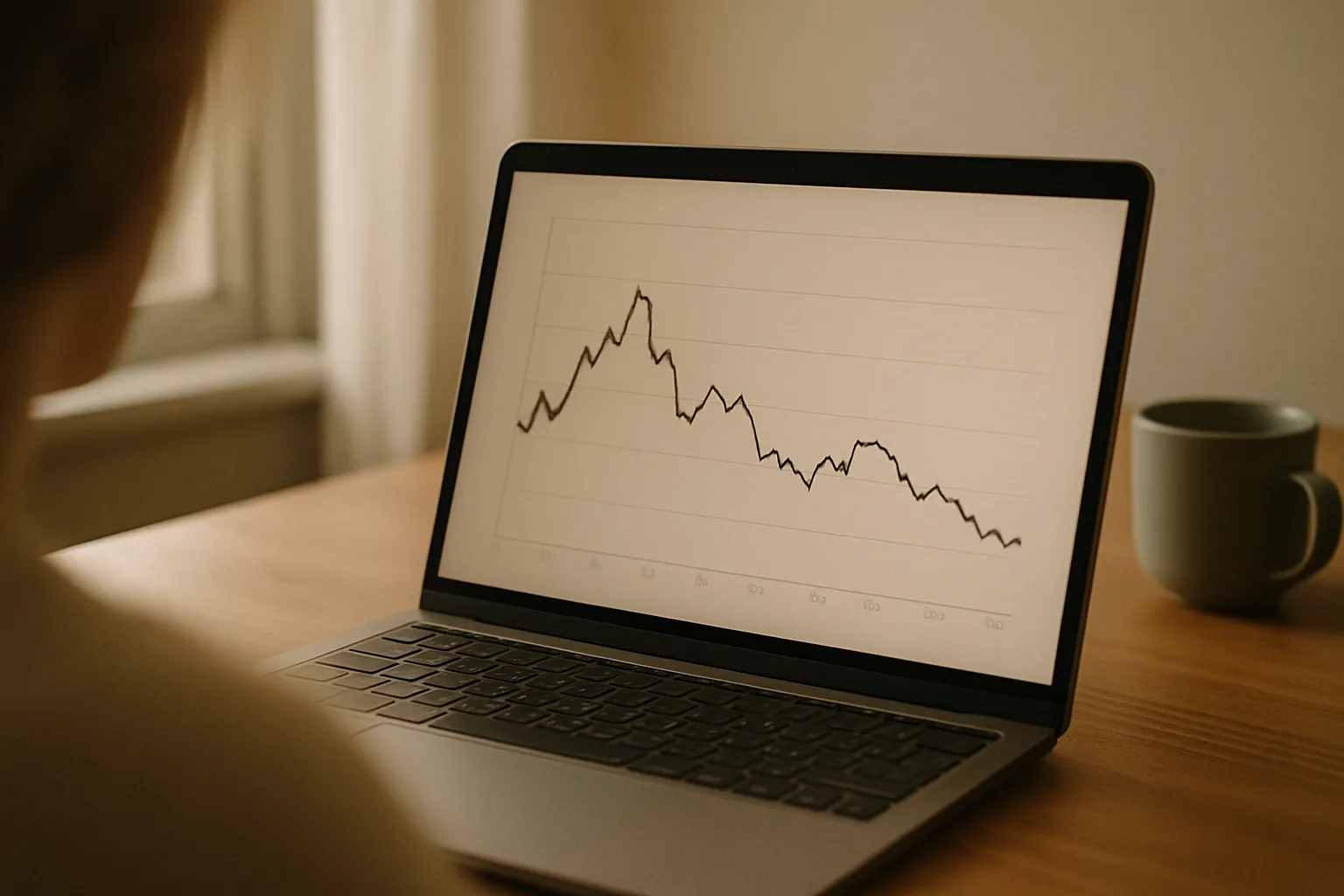 Screenshot of a graph with the 12-month Amazon price history on a laptop, e-commerce pricing strategy for Italian SMEs