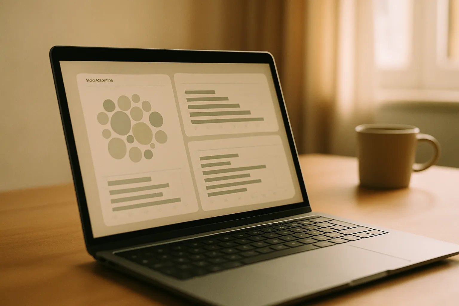 Dashboard Bing Webmaster Tools con Topics Portfolio aperto su schermo laptop, visibilità AI e gap di citazione per topic