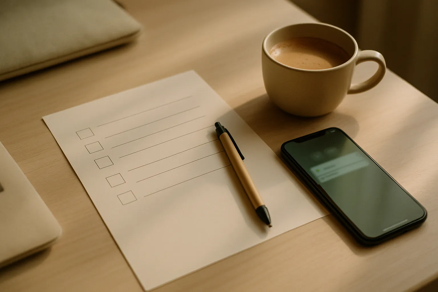 Google Ads Customer Match data flow update checklist on a desk with smartphone and notes, top-down view