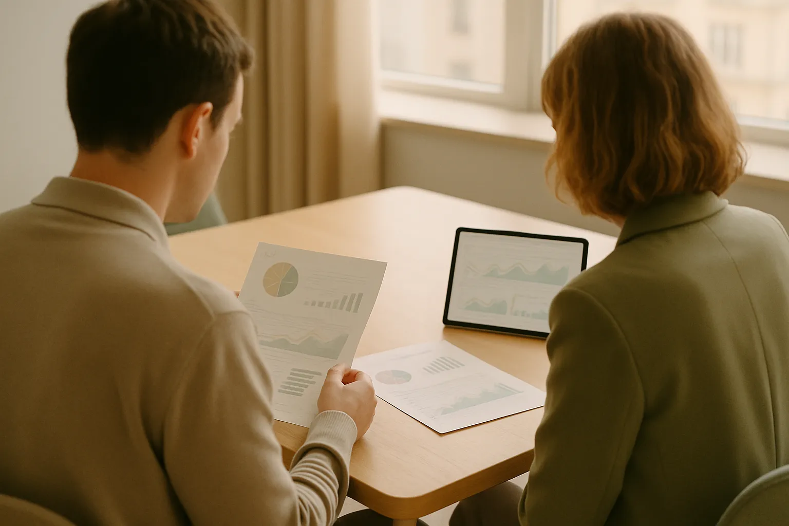 Corporate team reviewing web performance reports during a strategic web consulting session for an Italian company