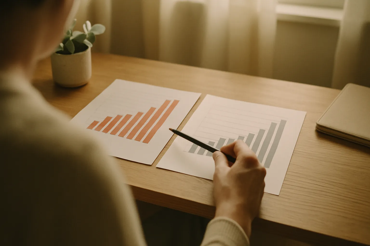 Two conversion lift reports compared on a desk: standard attribution vs actual incremental conversions from the paid campaign