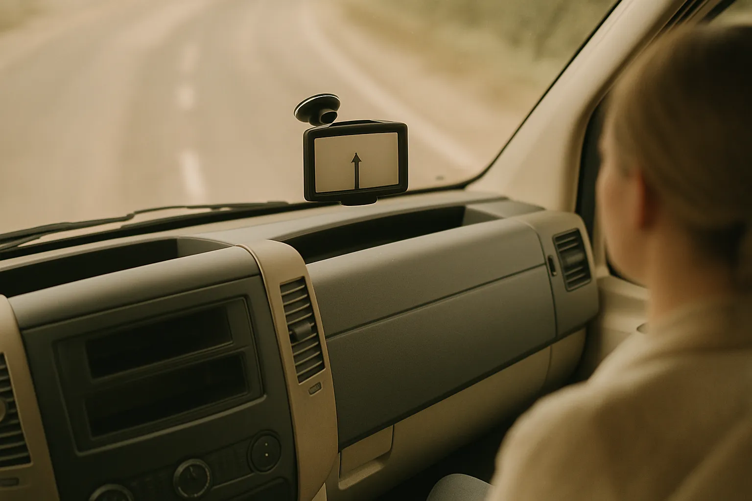 GPS device mounted on a company vehicle windshield: geolocation data is personal data according to the GDPR