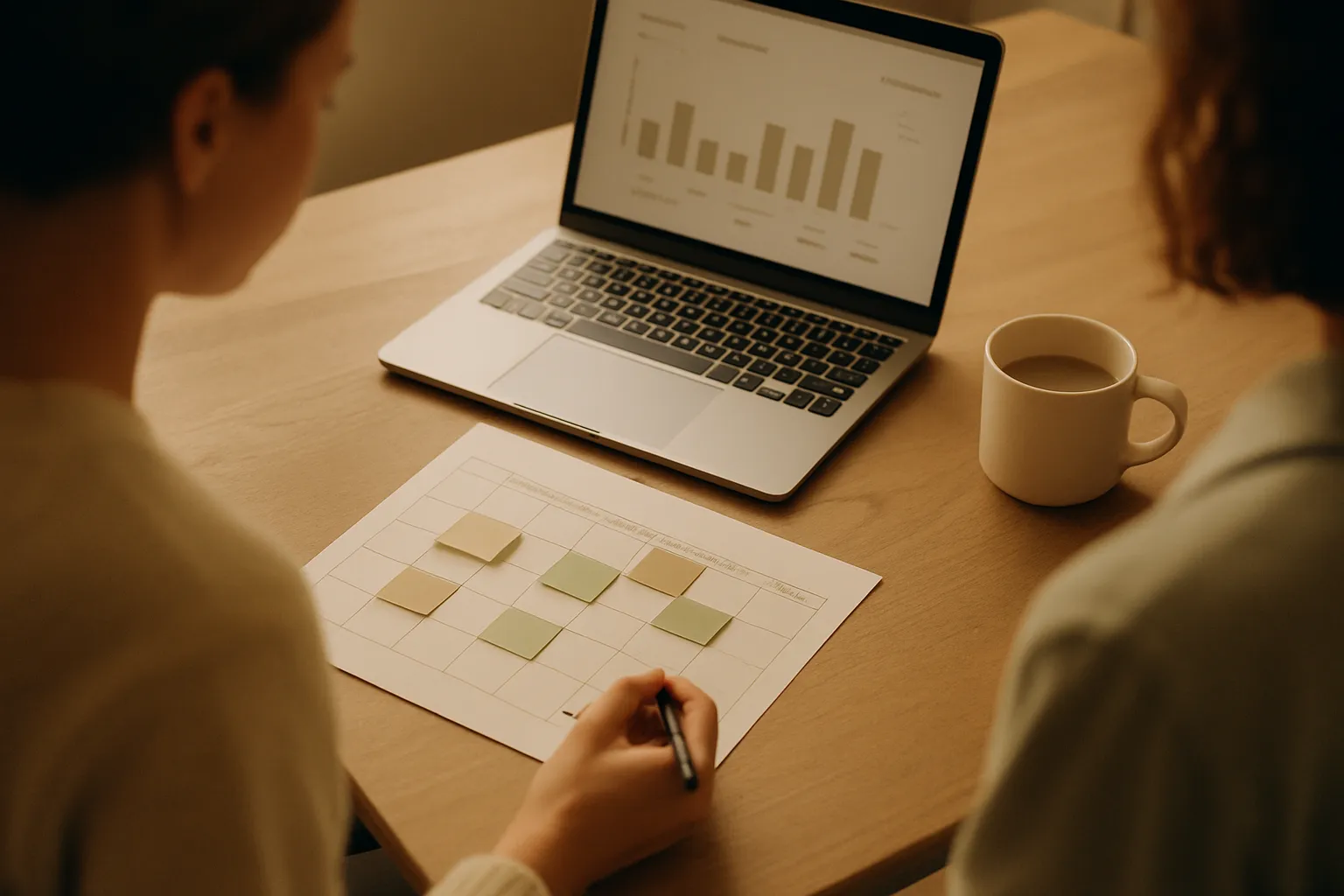 Weekly creative calendar for Black Friday campaigns on a desk with a laptop and paid media performance charts