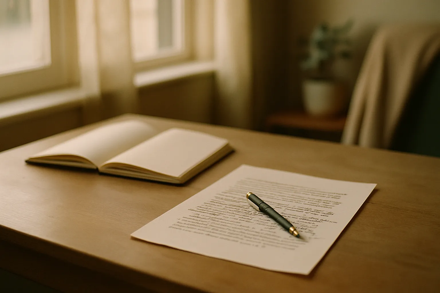 Notebook with editorial review annotations on printed text, AI content quality control process in the company
