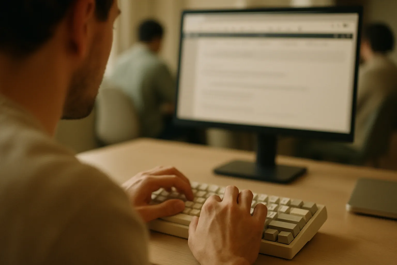Hands of a developer at the keyboard while evaluating enterprise AI tools to avoid vendor lock-in